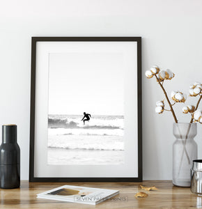Black and White Surfer Print