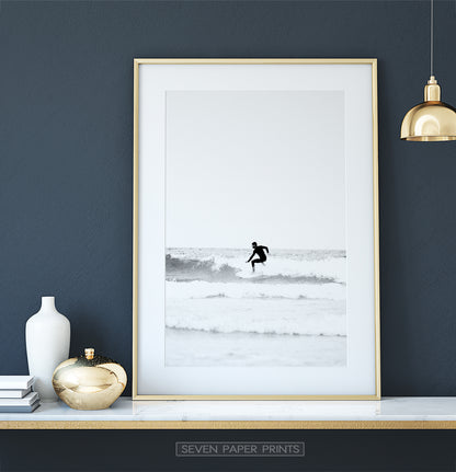 Black and White Surfer Print