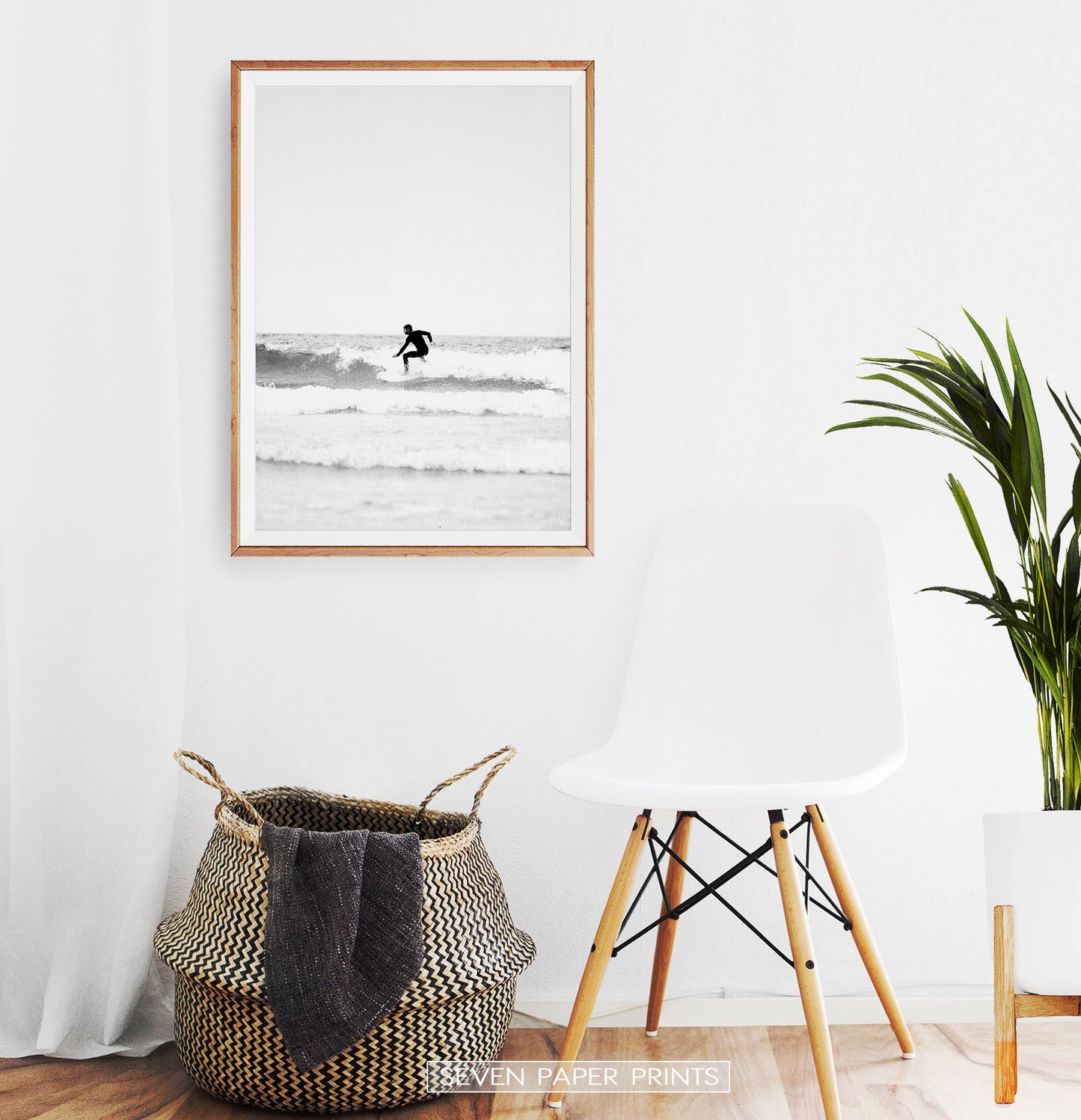 Black and White Surfer Print