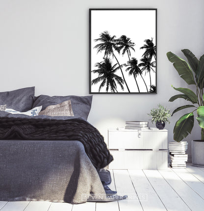 Black and White Tropical Palm Wall Decor