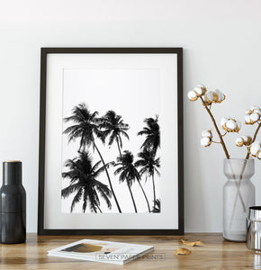 Black and White Tropical Palm Wall Decor