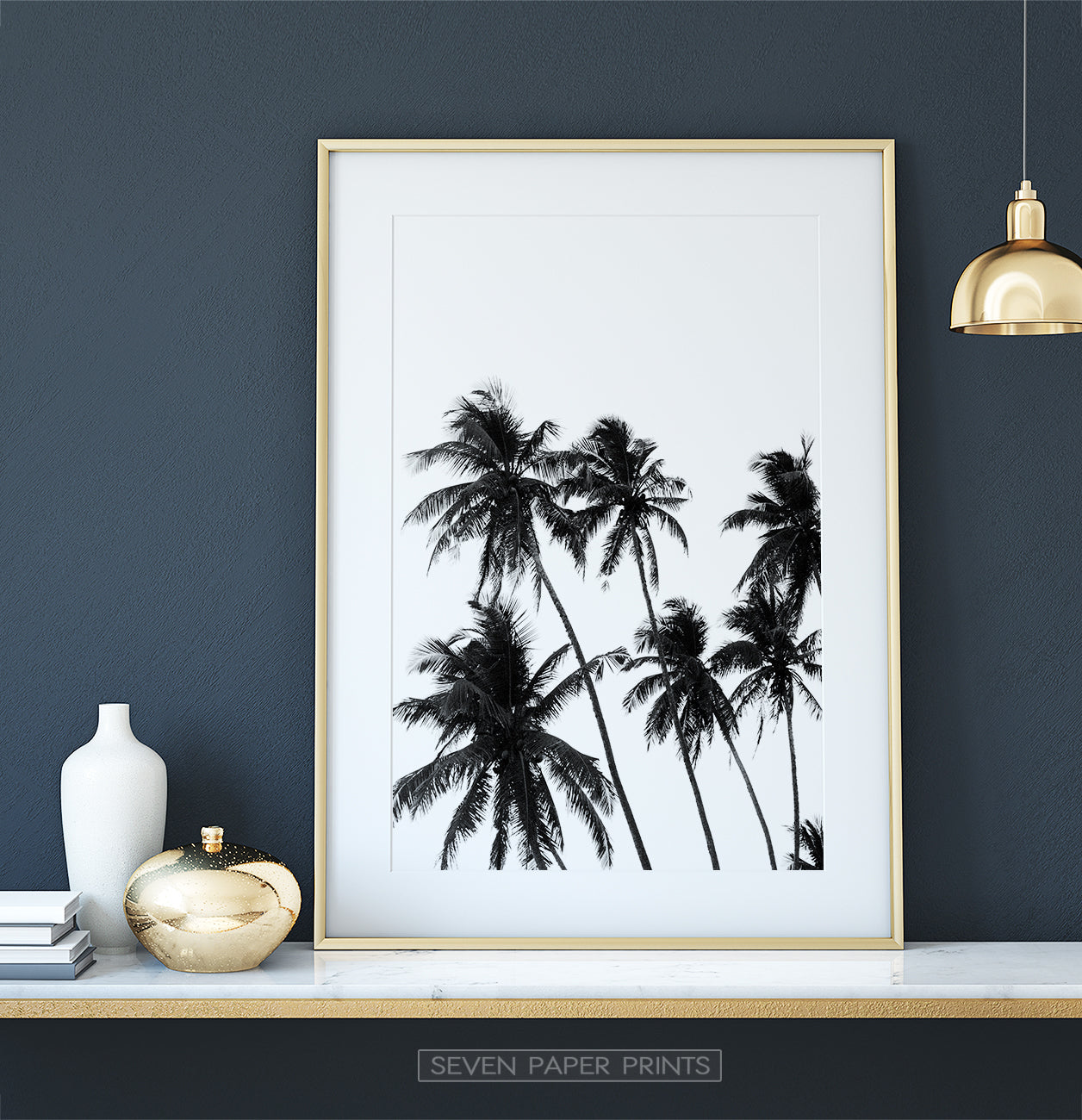 Black and White Tropical Palm Wall Decor