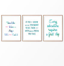 Load image into Gallery viewer, Alice in Wonderland Quotes in Turquoise Watercolor Set of 3 

