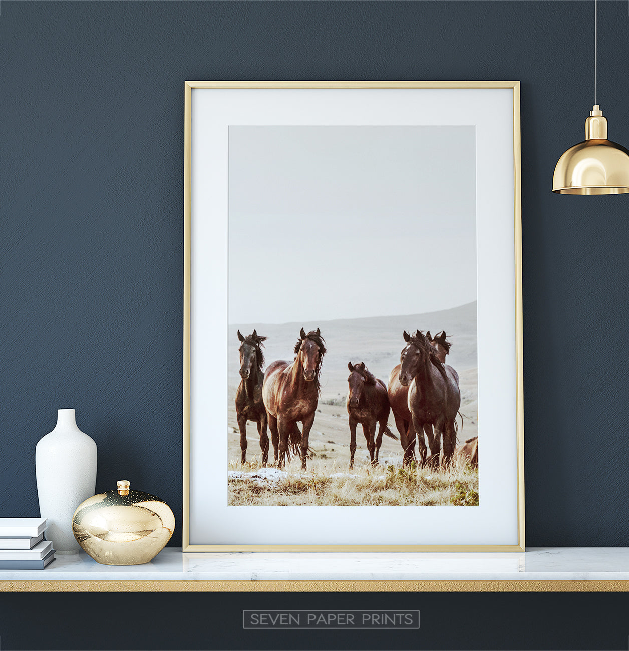 Brown Wild Horses Print