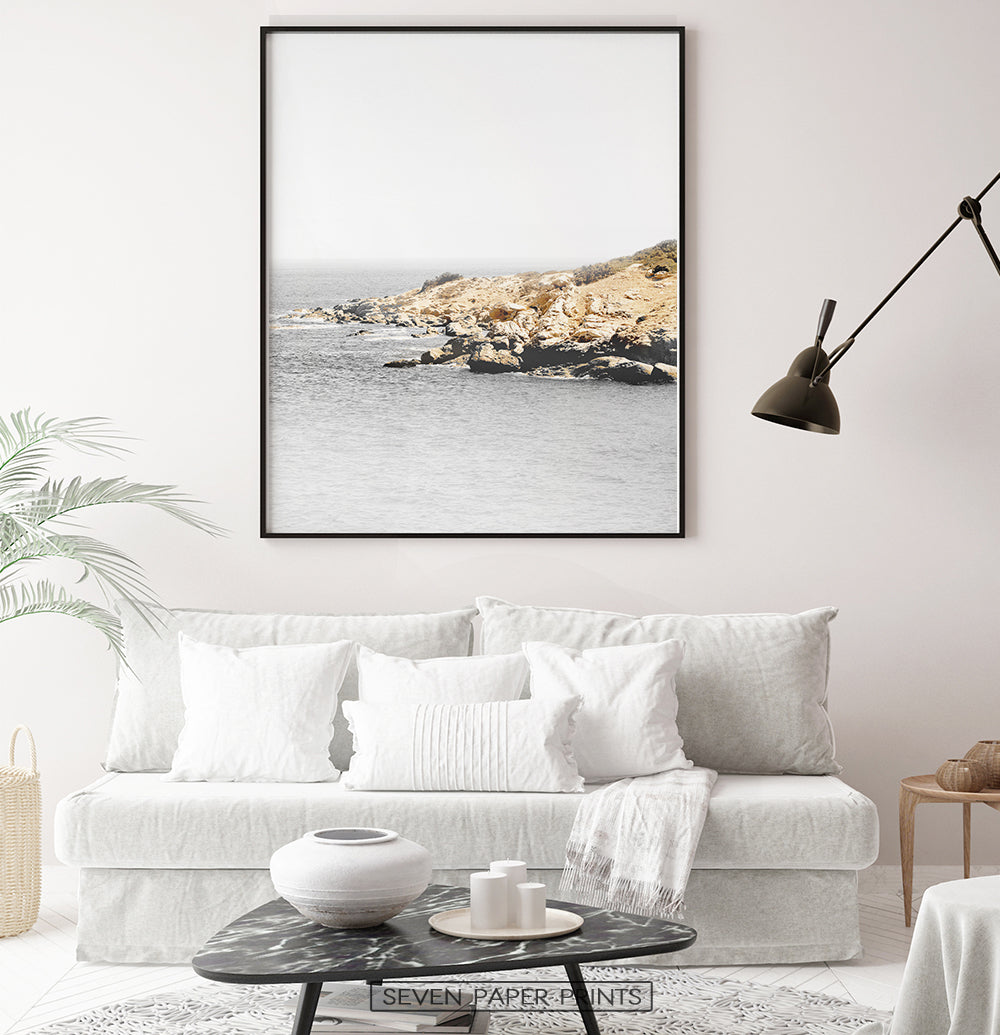 Vintage Coastal Photo with rocks and deep sea water