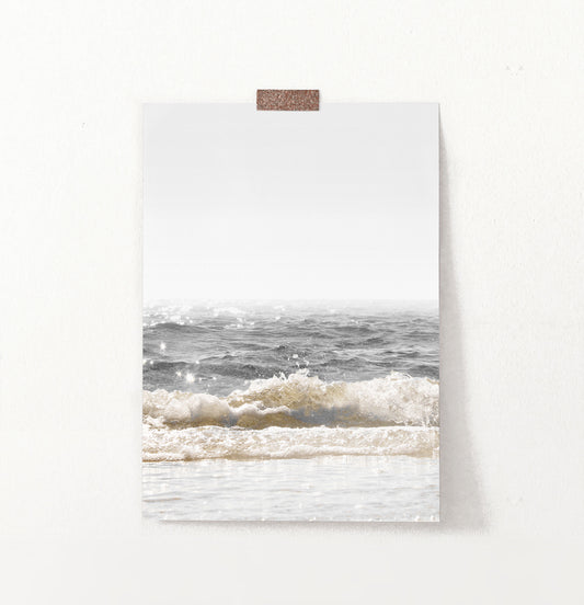 Crystal Beach Waves Retro Wall Art