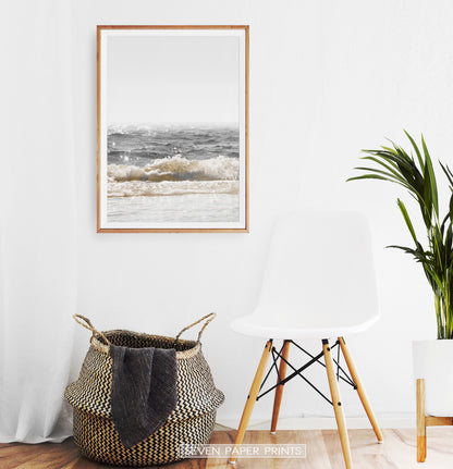 Crystal Beach Waves Retro Wall Art