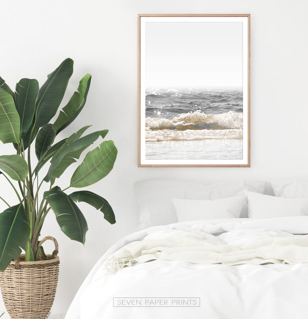 Crystal Beach Waves Retro Wall Art