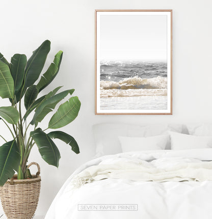 Crystal Beach Waves Retro Wall Art