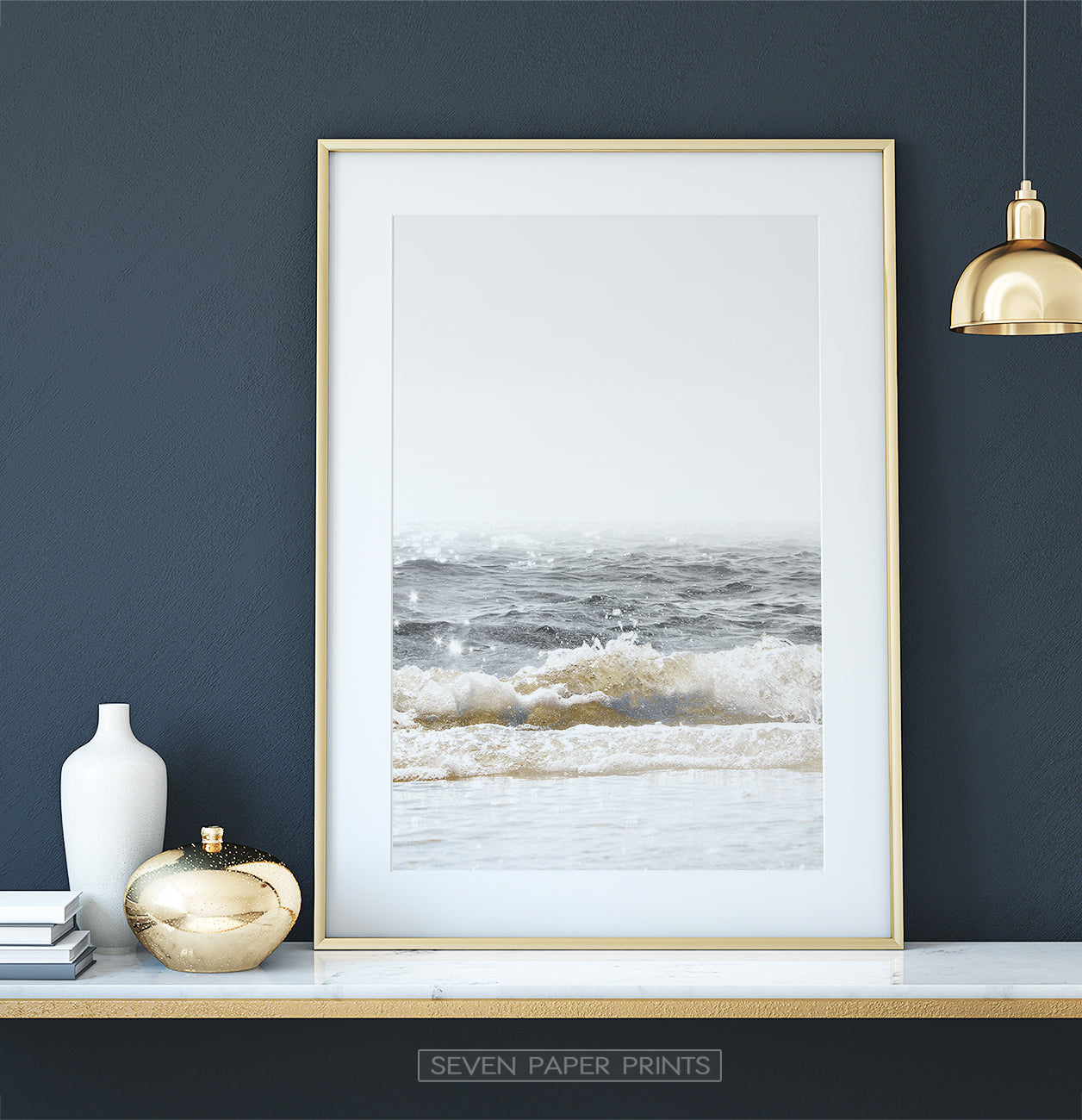 Sea Wave Splashes Photography - blue and yellow art
