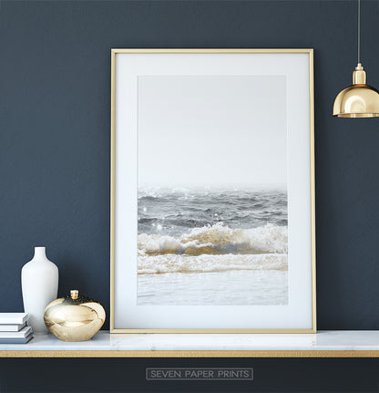 Sea Wave Splashes Photography - blue and yellow art