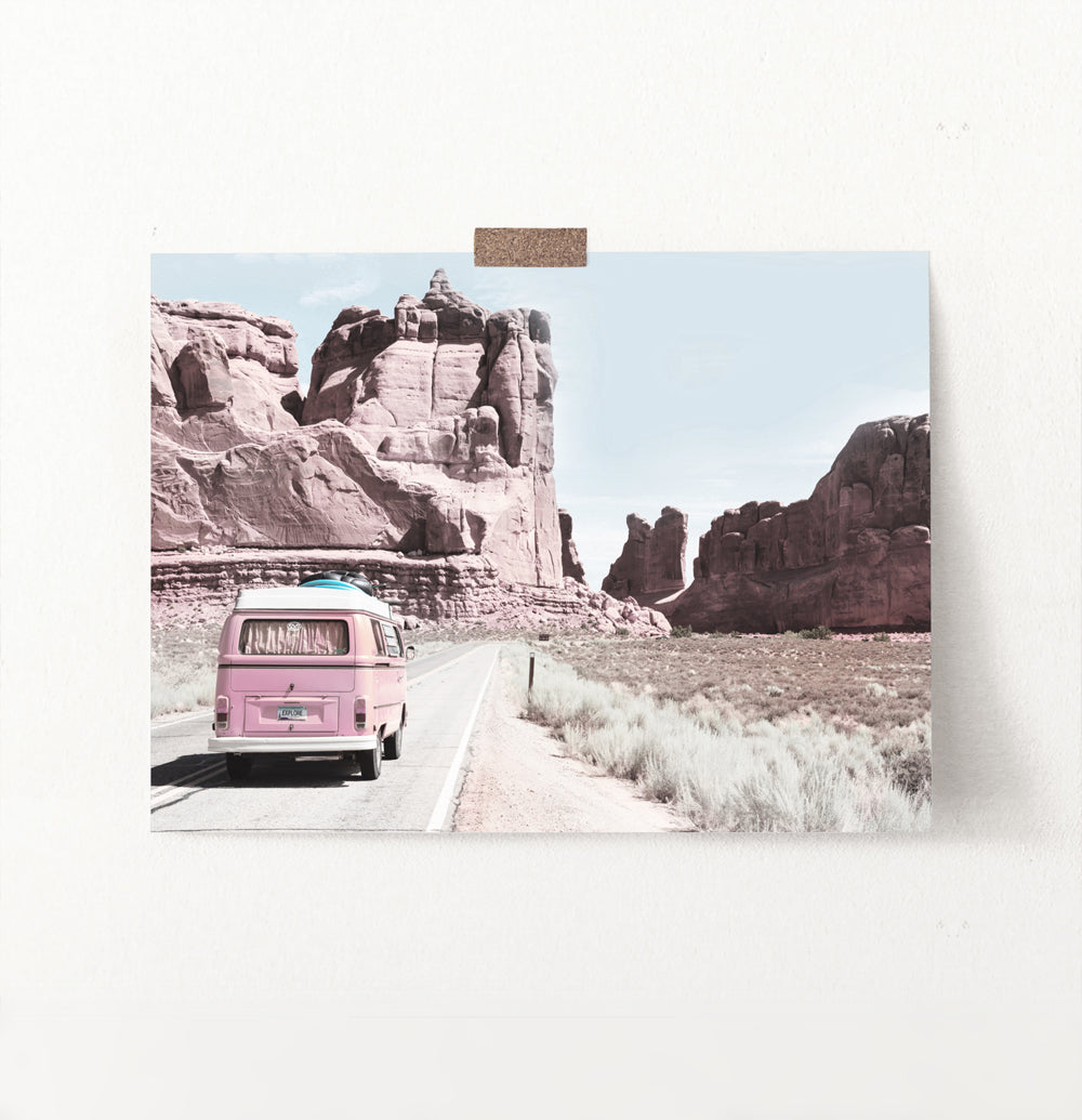 Pink Retro Van Grand Canyon Print