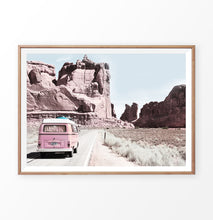 Load image into Gallery viewer, Pink camper van print, VW Van picture at Grand Canyon
