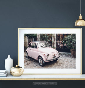 Pink Fiat 500 Wall Art