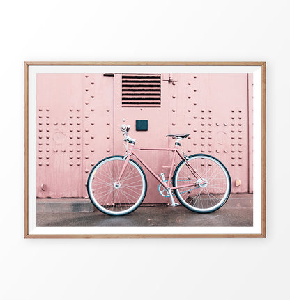 Pink bicycle print, San Francisco bicycle art