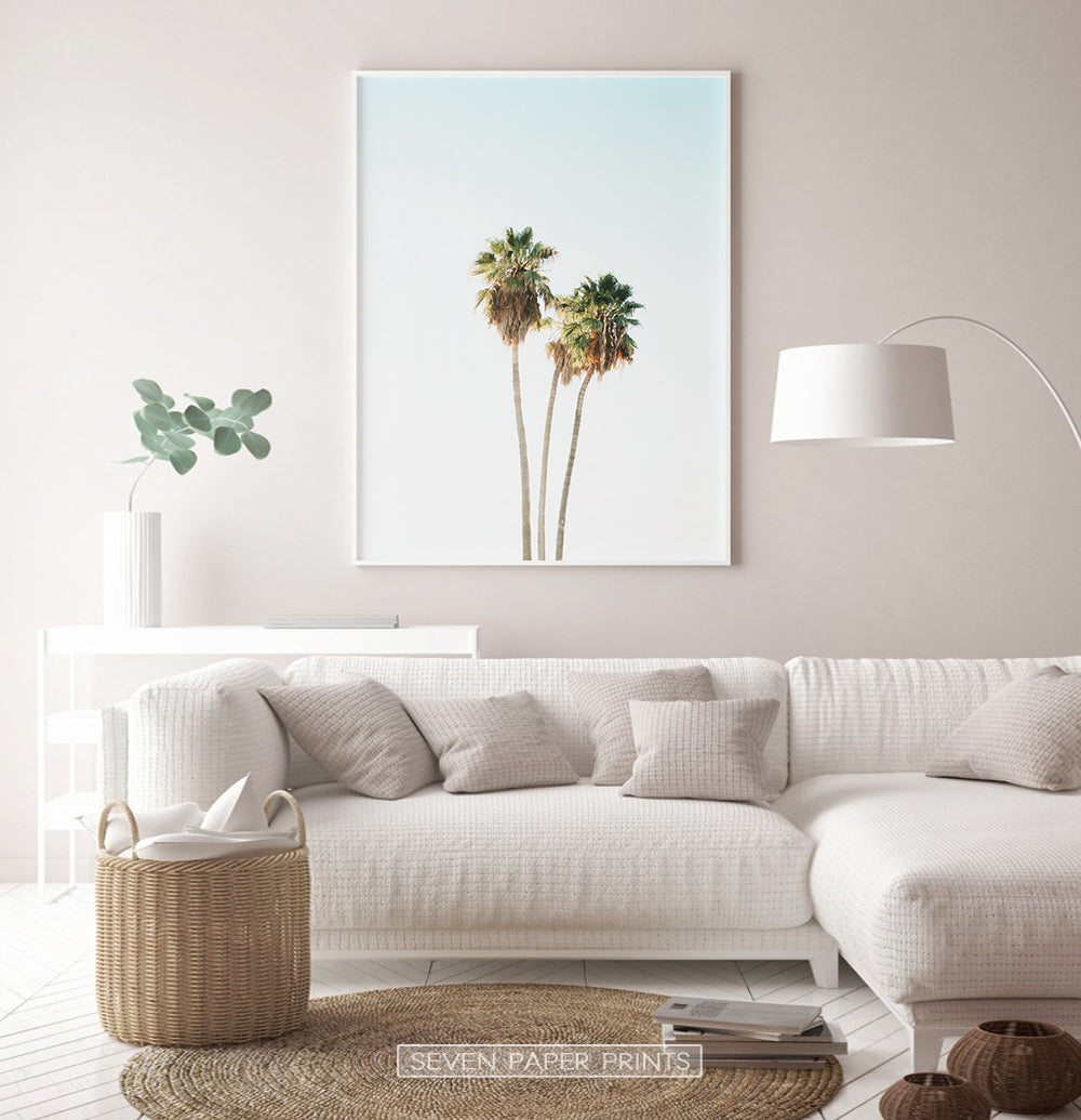 Tropical Palm Trees on the Blue Sky Wall Print