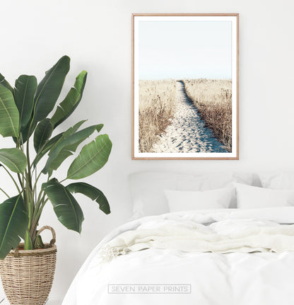 Clean bedroom coastal beach wall art