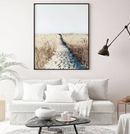 Beach Path Wall Art Print Above the Sofa