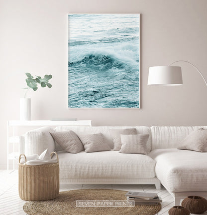 Blue ocean water photo poster for living room