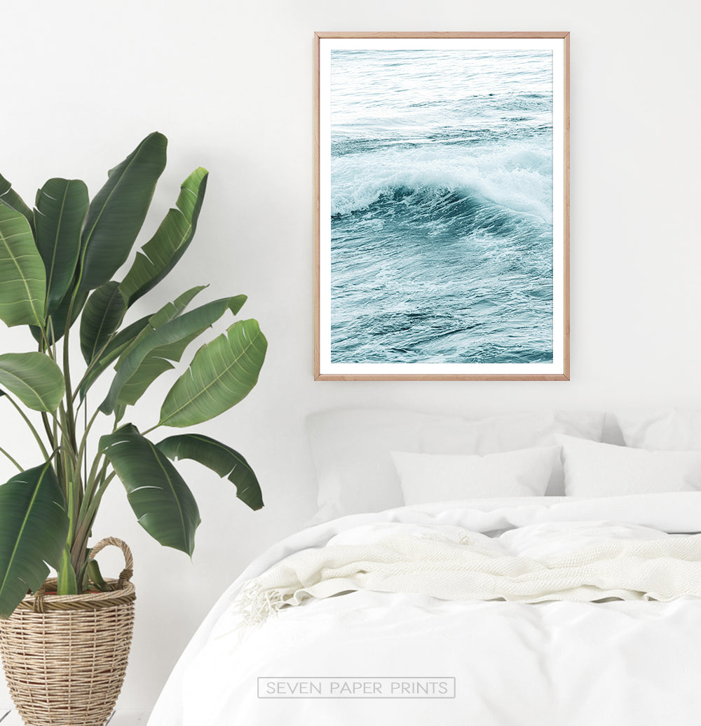 Aqua Sea Wave Close-up Print