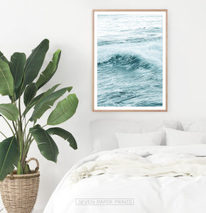 Aqua Sea Wave Close-up Print