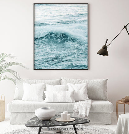 Aqua Sea Wave Close-up Print