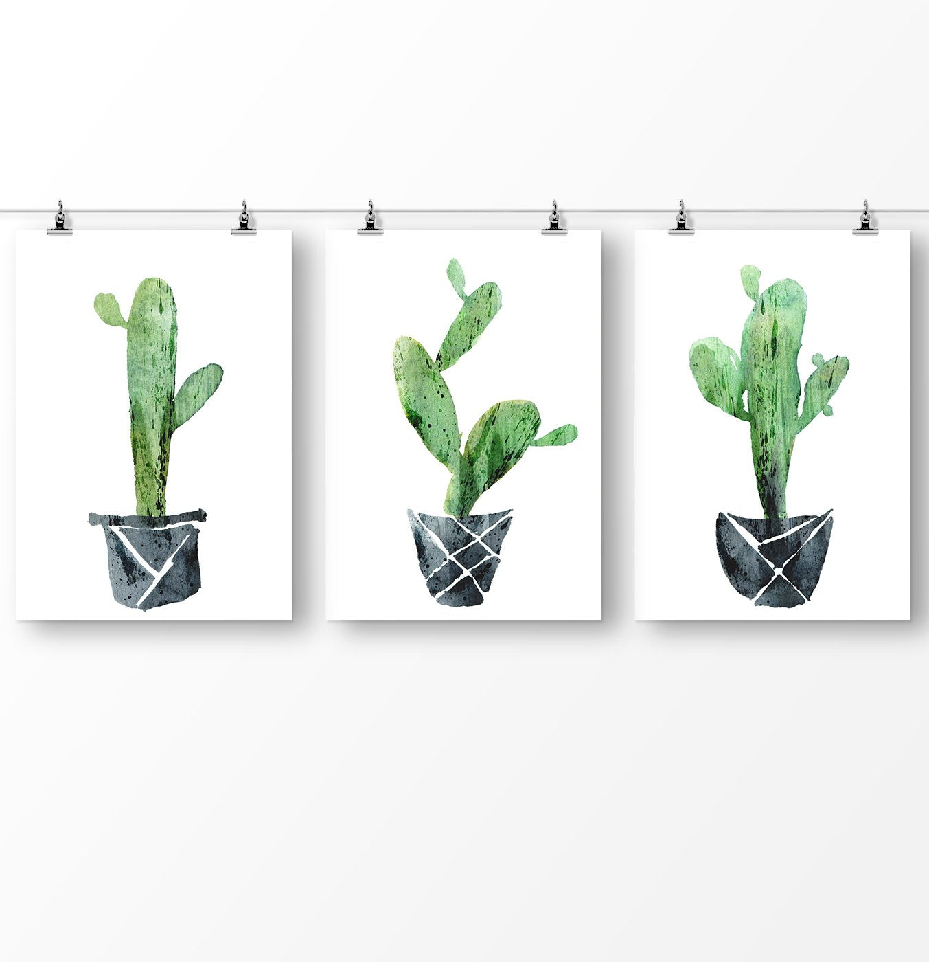 Cactus wall art, Succulent Botanical Print, Triptych wall art, Cactus watercolor, Cactus poster, Botanical Print, 3 Piece Wall Art