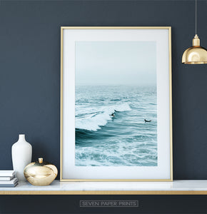 Surfing Photo Print on the dressing table with gold