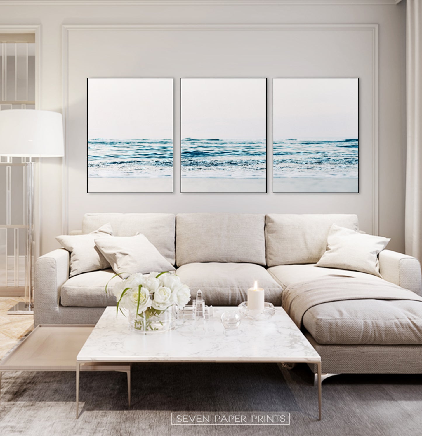 Blue Sea Water Set of 3 Coastal Prints