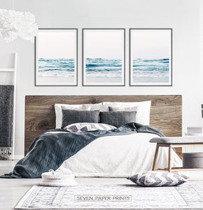 Bedroom Wall Art Decor - Set of 3 sea wave prints