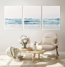 Load image into Gallery viewer, Chair, Flowers and 3 piece blue water wall art
