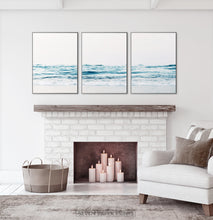 Load image into Gallery viewer, Coastal Triptych Wall Art Above the Fireplace. Ocean Photography
