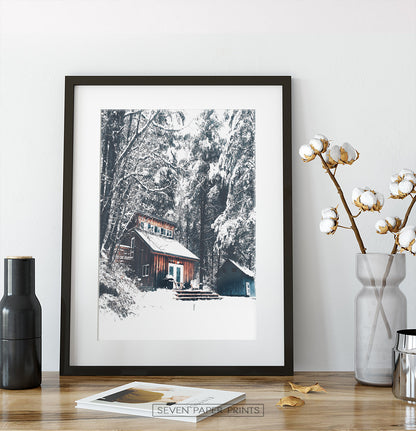 Black-framed on a wooden shelf