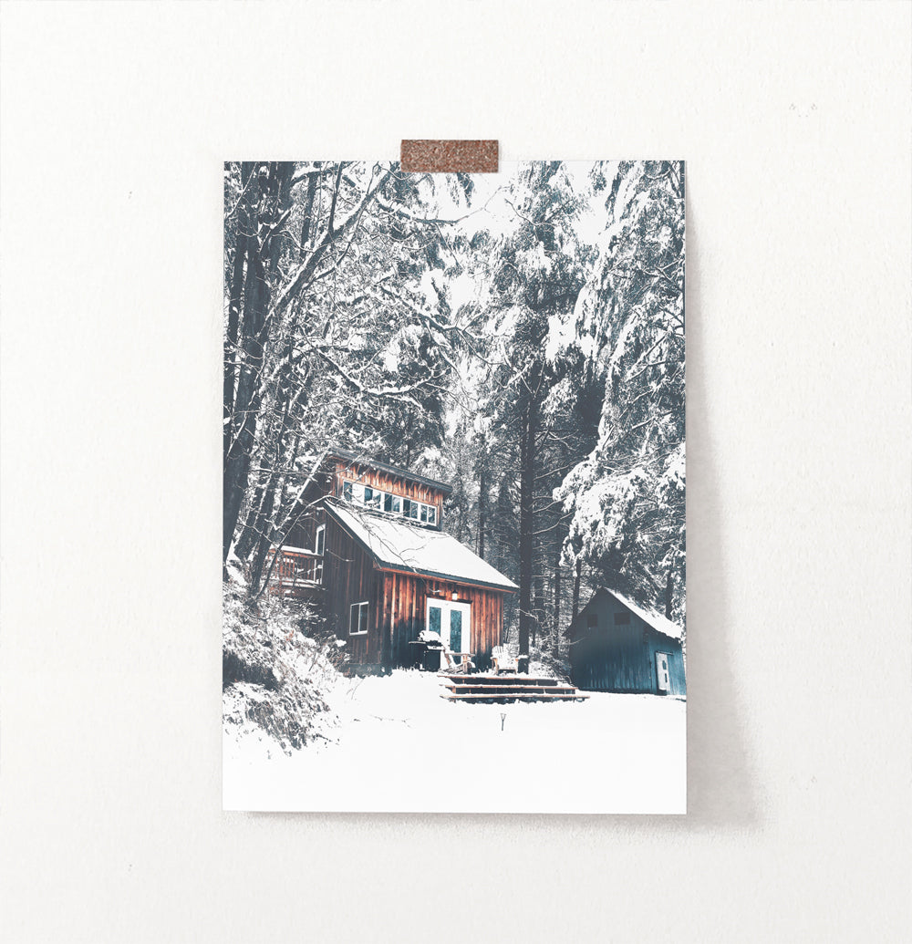 Wonderful Wooden Shack in the Winter Forest Wall Art