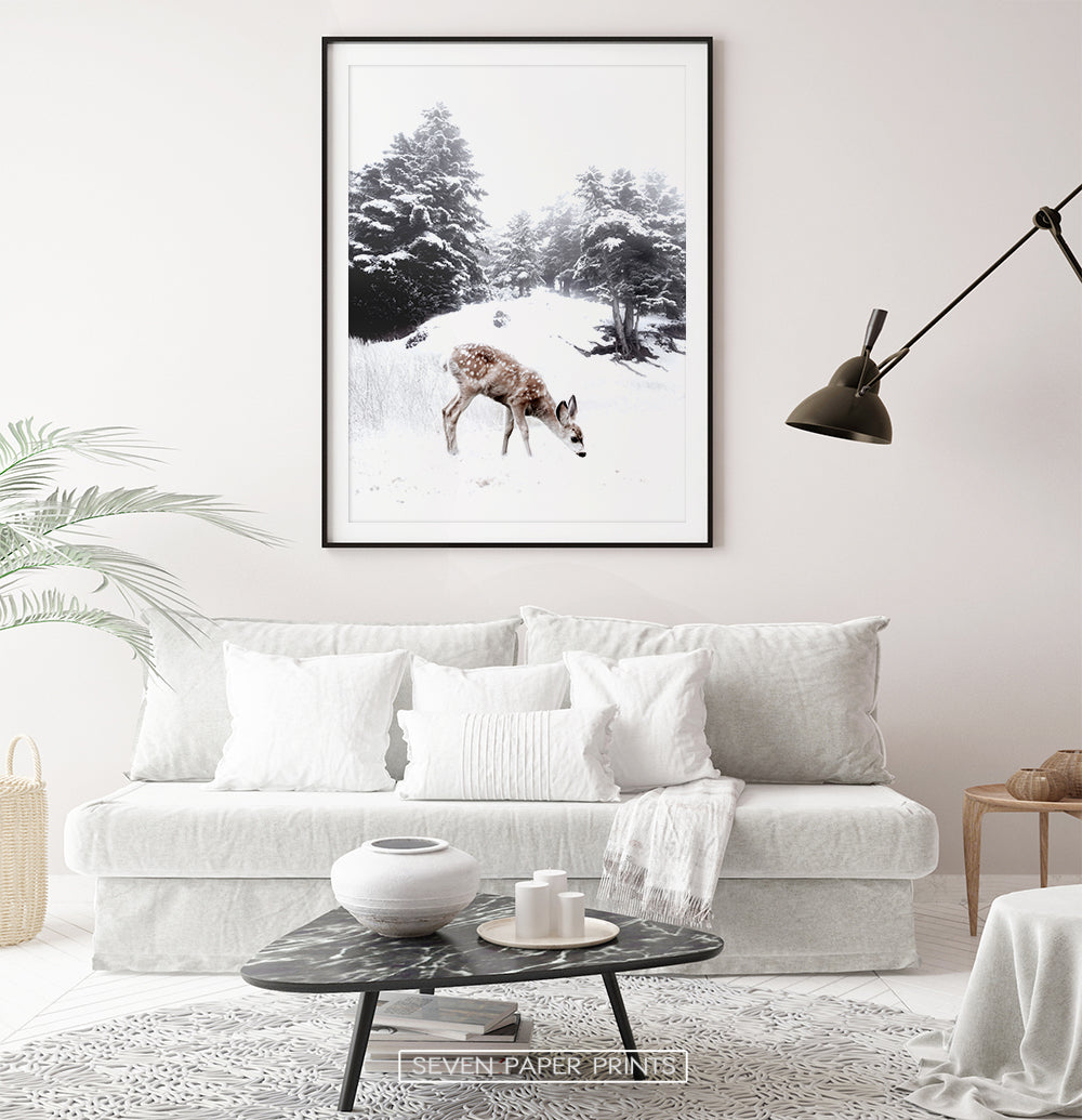 Black-framed with white sofa
