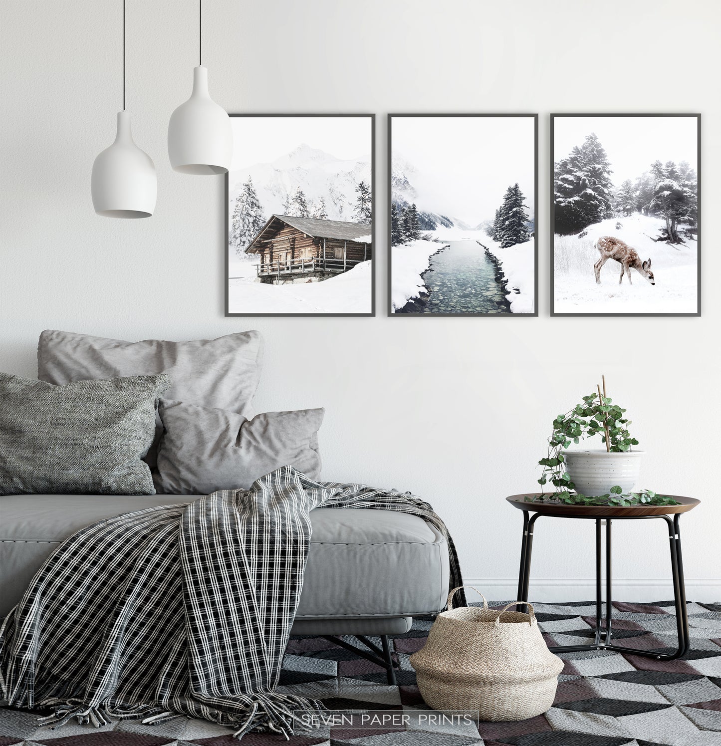 Black-Framed Set of 3 Photo Prints in the bedroom