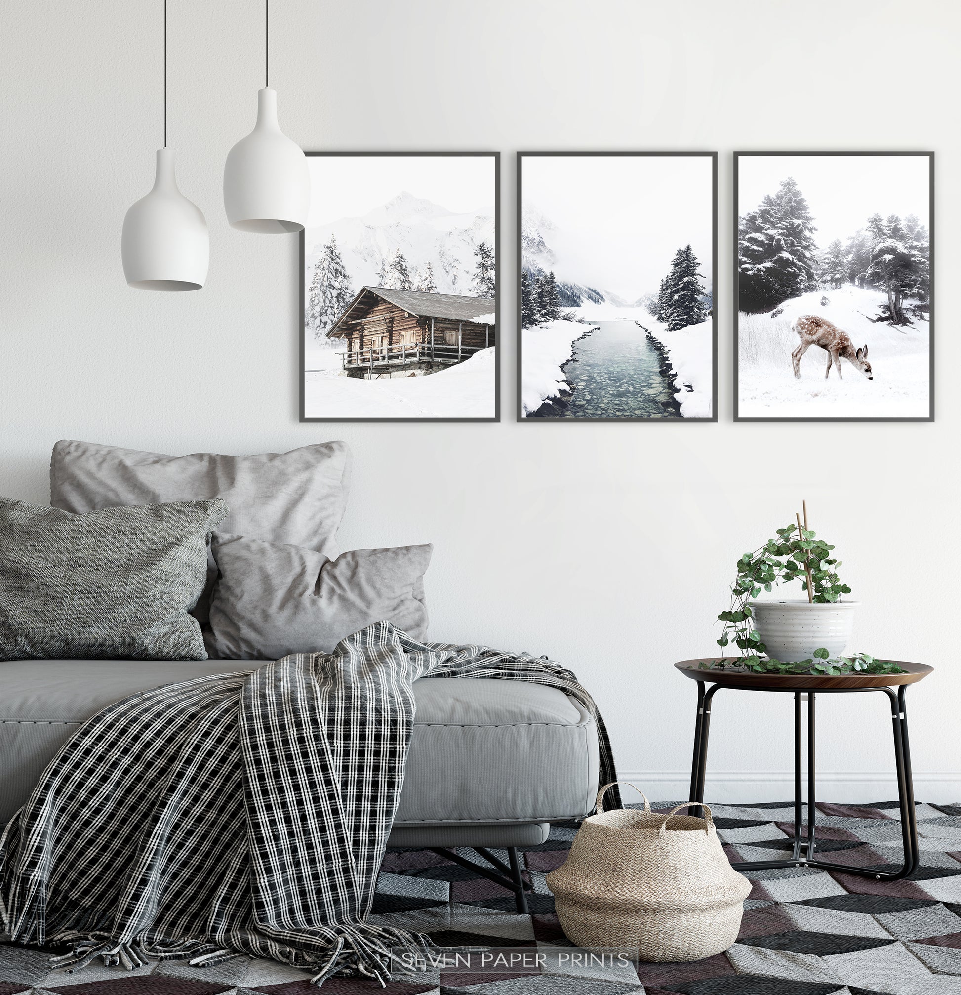 Black-Framed Set of 3 Photo Prints in the bedroom