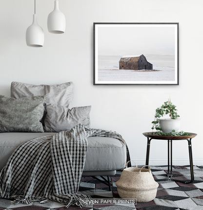 Black-framed in a white&gray bedroom