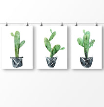 Load image into Gallery viewer, Cactus wall art, Succulent Botanical Print, Triptych wall art, Cactus watercolor, Cactus poster, Botanical Print, 3 Piece Wall Art
