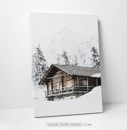 Winter Log House Canvas Art