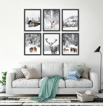 6-Piece Black-Framed Wall Art Set in the living room