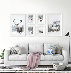 Reindeers, Sheep and Houses - Winter Double-White-Framed 6-Piece Set in the living room 2