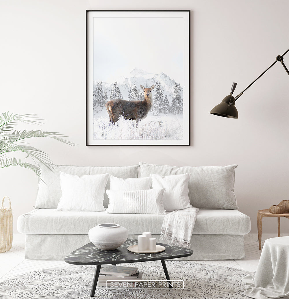 Black-framed with white sofa