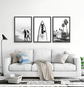 Beach print set for white living room