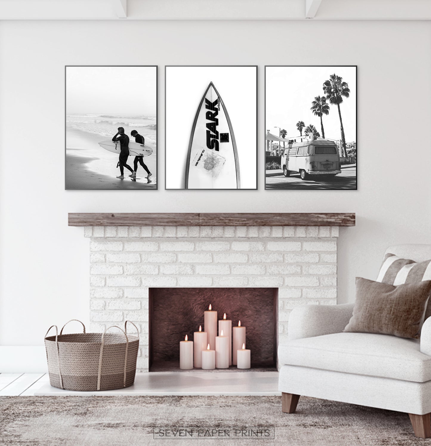 Black White Surfboard Wall Art Set by Tanya Shumkina
