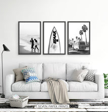 Load image into Gallery viewer, Black White Surfboard Wall Art Set by Tanya Shumkina

