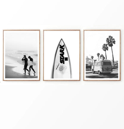 Black White Surfboard Wall Art Set by Tanya Shumkina