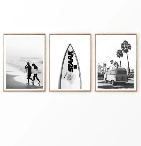 Black White Surfboard Wall Art Set by Tanya Shumkina