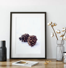 Load image into Gallery viewer, Pine Cones On Snow Macro Photo Wall Art
