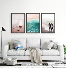 Load image into Gallery viewer, Surfers, Ocean, Beach. Coastal Frames Set of 3
